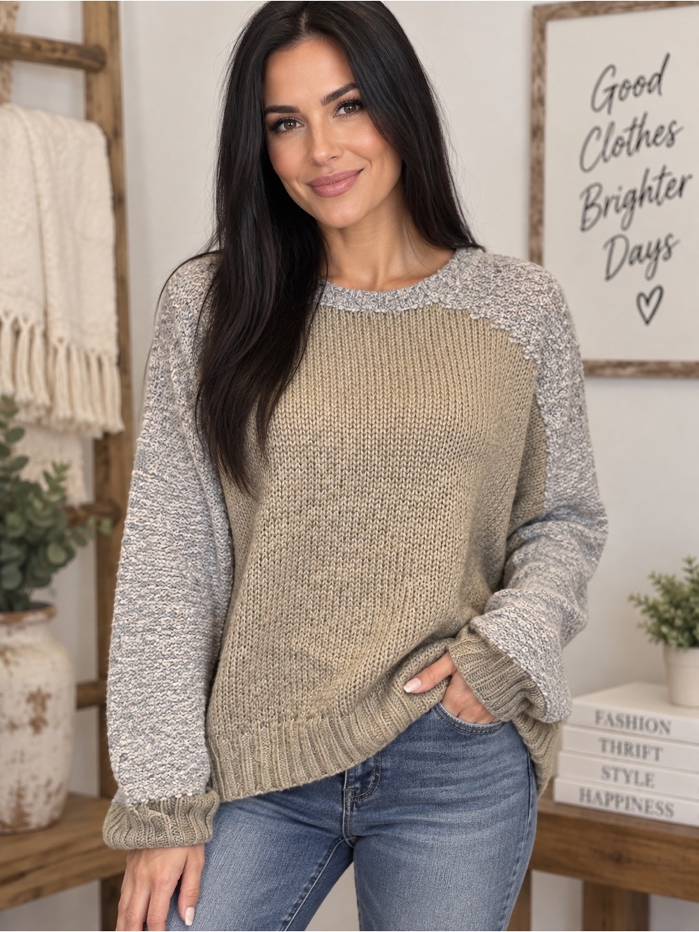 John + Jenn Colorblock Knit Pullover Sweater